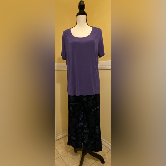 SLINKY BRAND Ladies Wide Leg Pant Set; Large; Purple & Black; NWOT. - Picture 9 of 9
